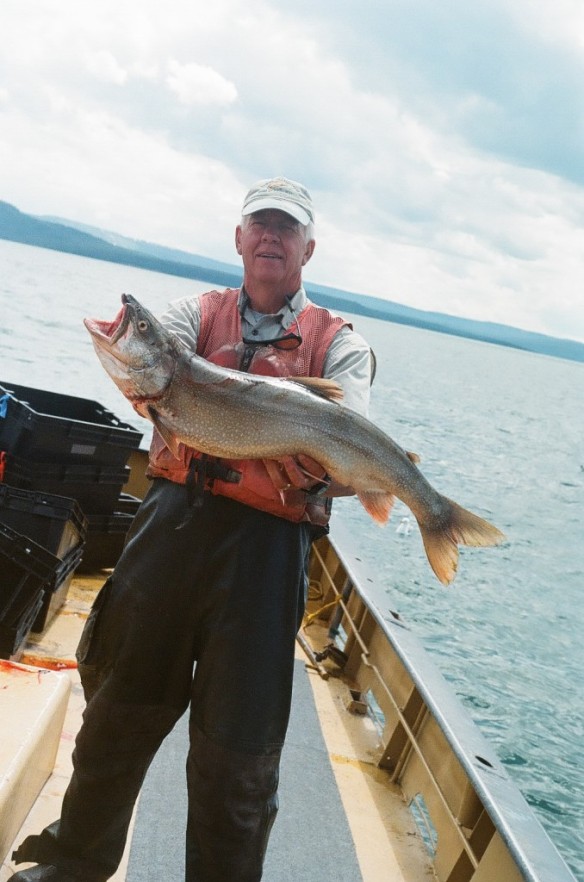 Dave Sweet with a large lake trout from Yellowstone Lake
